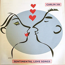 Sentimental Love Songs album cover, silhouettes of lovers kissing and heart motif