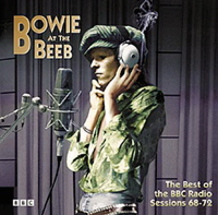 Album cover with David Bowie wearing headphones in recording studio