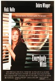 Everybody Wins DVD cover, Debra Winger next to shutters and Nick Nolte through Venetian blinds